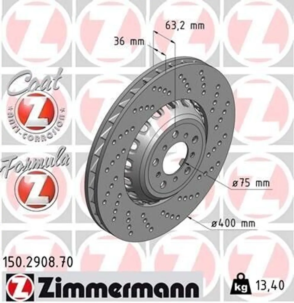 Disque de frein pour BMW F10 F12 F13 Zimmermann 150.2908.70 : Sécurité Max