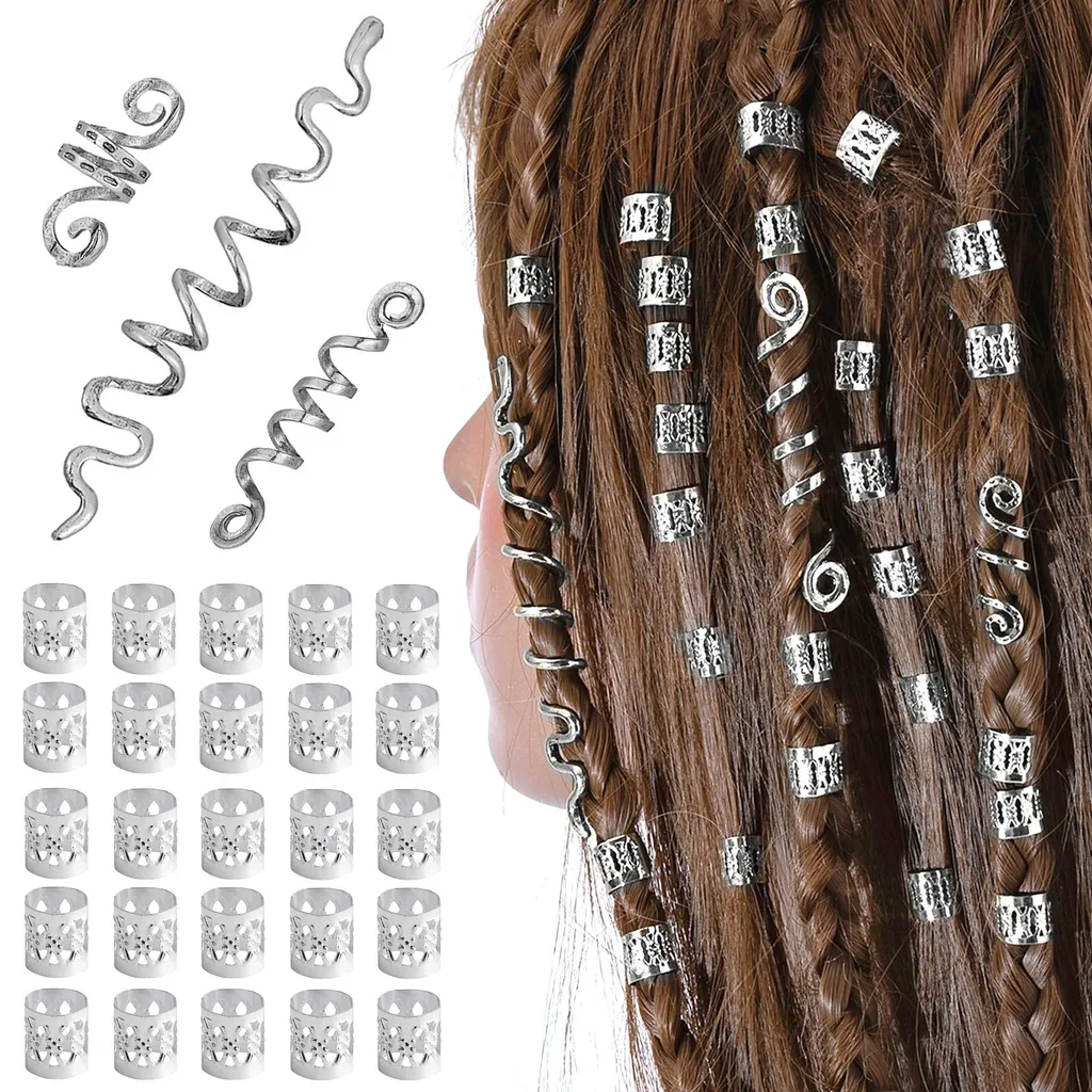 Décorations de Tresses pour Festival et Soirée, 28 Bijoux Argentés Chic