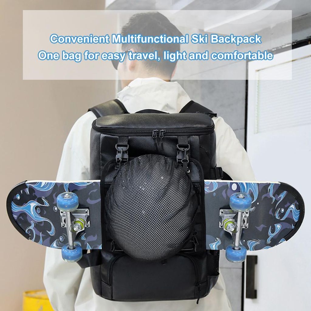 Skateboard-Rucksack, Mehrzweck-Fitness-, Reise- und Business-Tasche, großer Rucksack aus Kunstleder mit verstellbarem, abnehmbarem Schultergurt