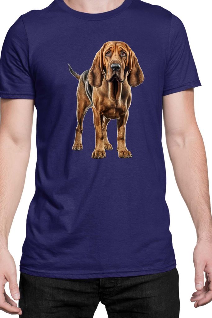 Herren T-Shirt Dogs Breeds Bloodhound Dog Breed 005, Man M / Dunkelblau