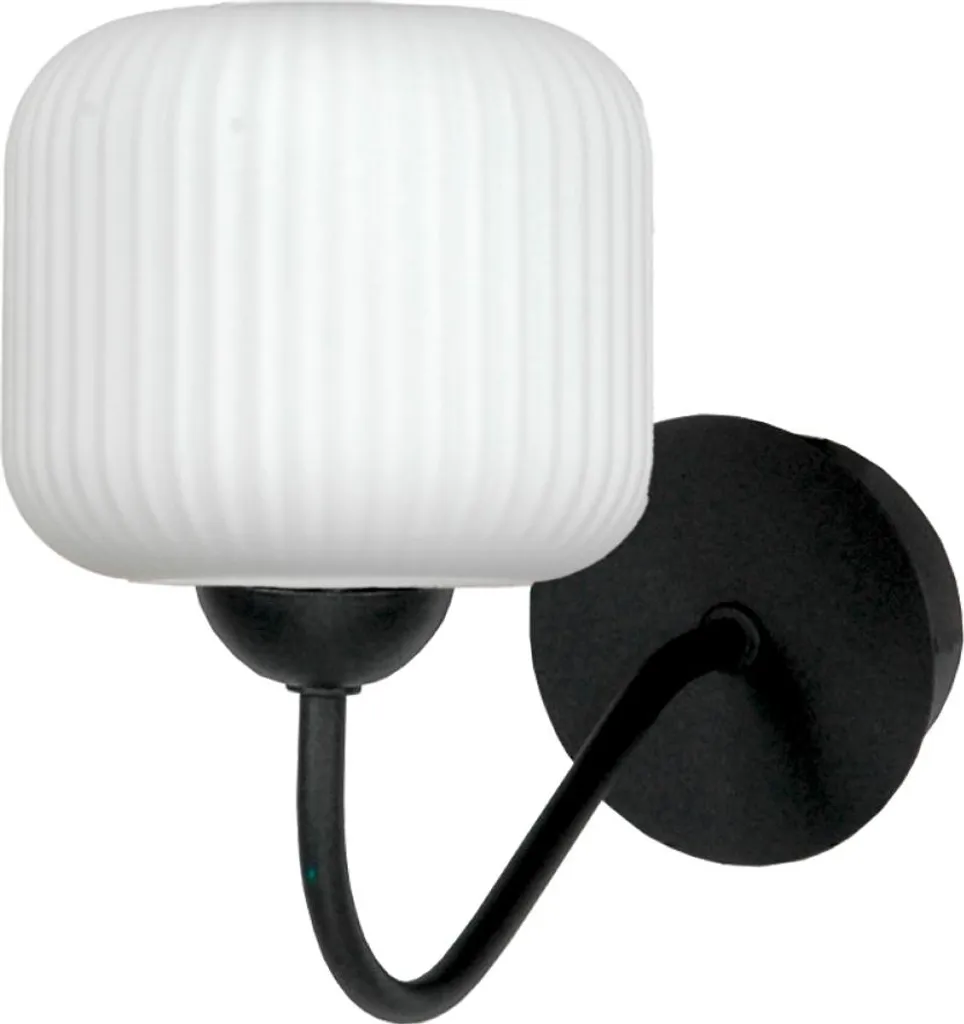 Applique de Chambre Noire et Abat-Jour Blanc Belinda pour Table de Chevet