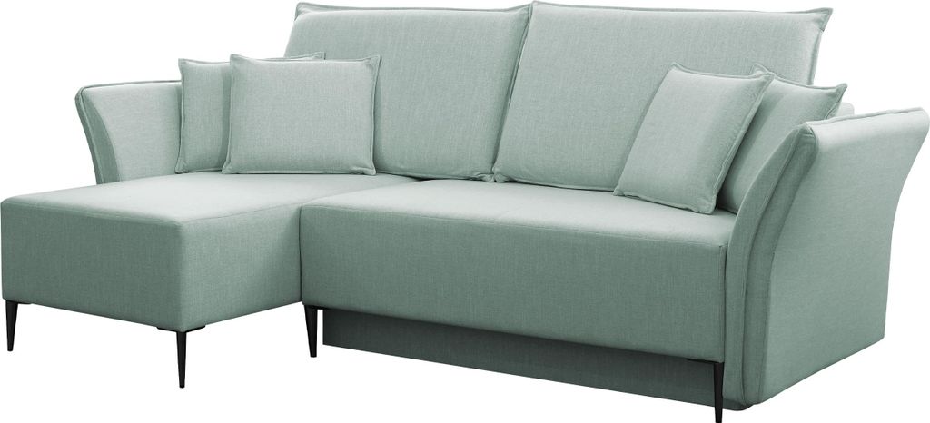 MIRJAN24 Ecksofa Bregi, Stilvoll Wohnzimmer Eckcouch mit Bettkasten und Schlaffunktion (Farbe: Terra 5, Füße: Schwarz)
