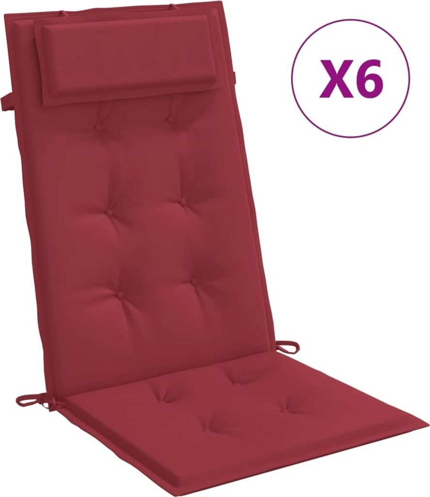 Hochlehner-Auflagen 6 Stk. Weinrot Oxford-Gewebe
