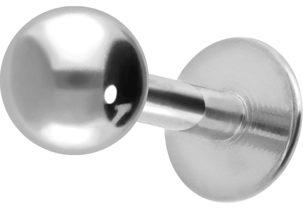 Ohrpiercing, Nasenpiercing Titan Labret ABGERUNDETE PLATTE Silber Stablänge: 5mm