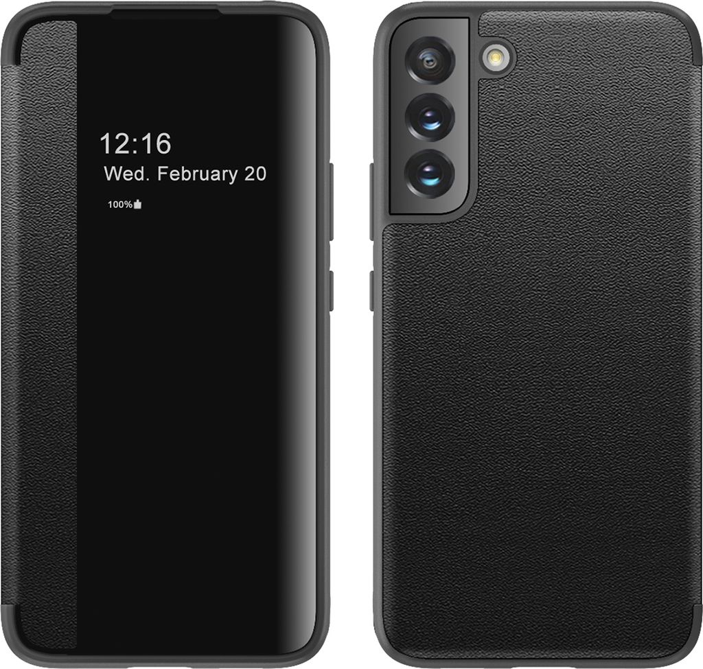 Galaxy S22+ 5G Hülle, Schlank Kunstleder Klapp Ledertasche Schutzhülle für Samsung Galaxy S22 Plus 5G Schwarz