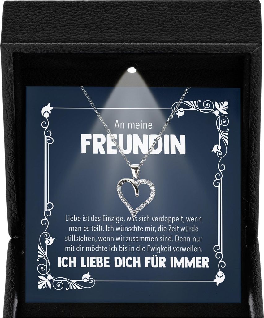 22Feels Freundin Geschenk Ich Liebe Dich Kette - Silber 925/000 Herz Frauen Schmuck - Damen Valentinstag für Sie Jahrestag Schatz - Karte Premium ...