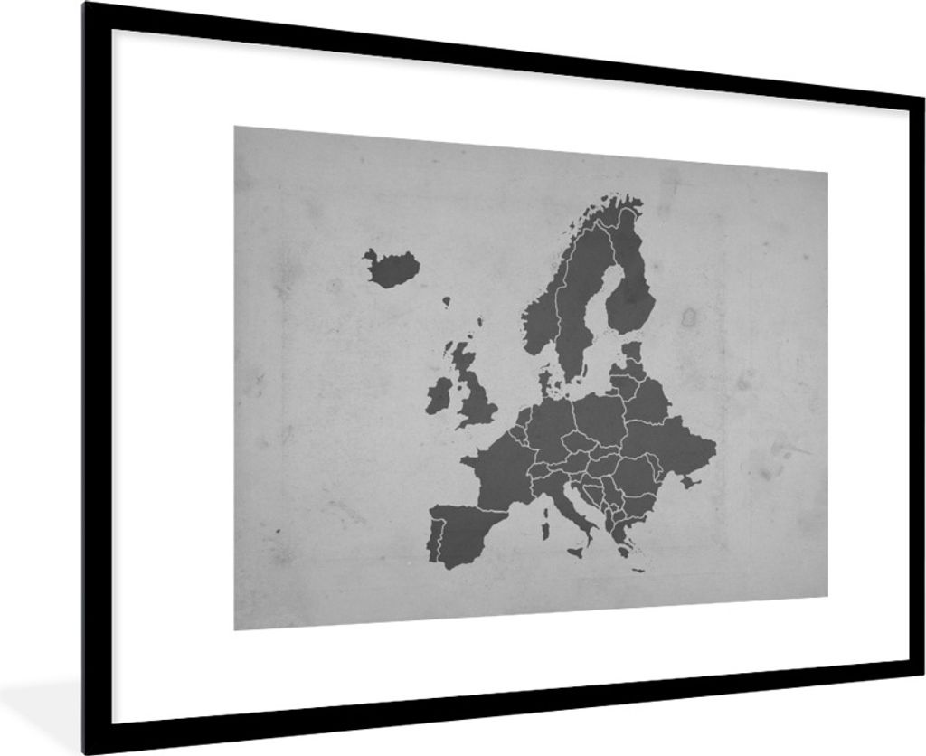 MuchoWow Gerahmtes Poster Eurocard im Retro-Stil - schwarz und weiß 90x60 cm - Poster mit Schwarzem Bilderrahmen Wandposter Rahmen Foto Bilder -...