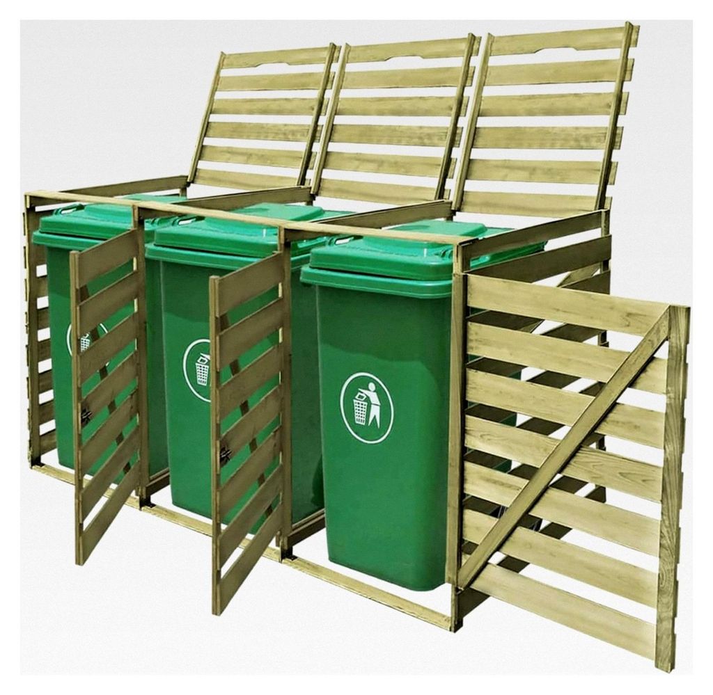 Mülltonnenbox für 3 Tonnen 240 L aus imprägniertem Holz