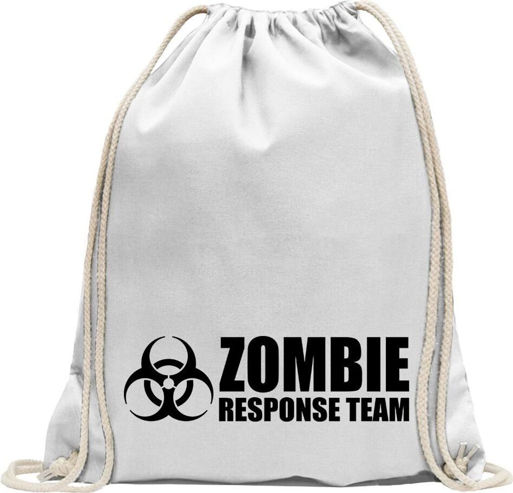 Kiwistar - Turnbeutel - weiss - Zombie Response Team - Fun Rucksack Sport Beutel Gymsack Baumwolle mit Ziehgurt