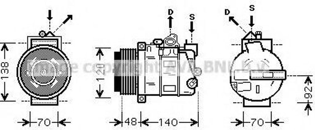 PRASCO MSAK393 7SEU17C Klimaanlage Klimakompressor PAG 46 R134a passend für MERCEDES-BENZ C-Klasse Limousine (W203) C-Klasse T-modell (S203) CLK CLC