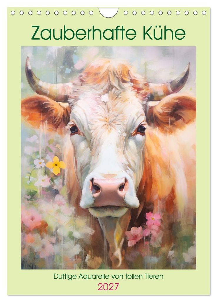 Zauberhafte Kühe. Duftige Aquarelle von tollen Tieren (Wandkalender 2027 DIN A4 hoch), CALVENDO Monatskalender