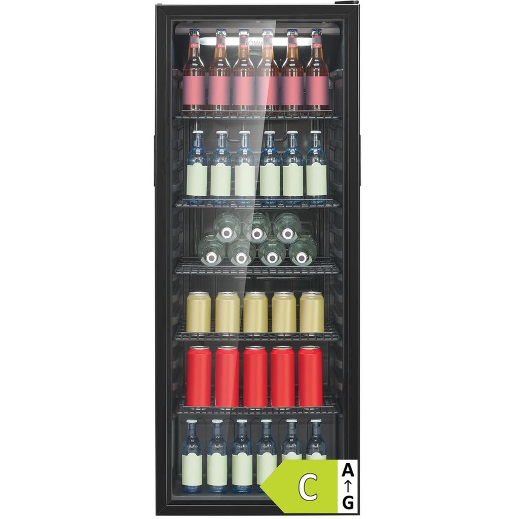 Bomann Kühlschrank mit Glastür | | 143cm | Getränkekühlschrank 2 - 12°C | MultiAirflow | Türanschlag wechselbar | KSG 7292 schwarz