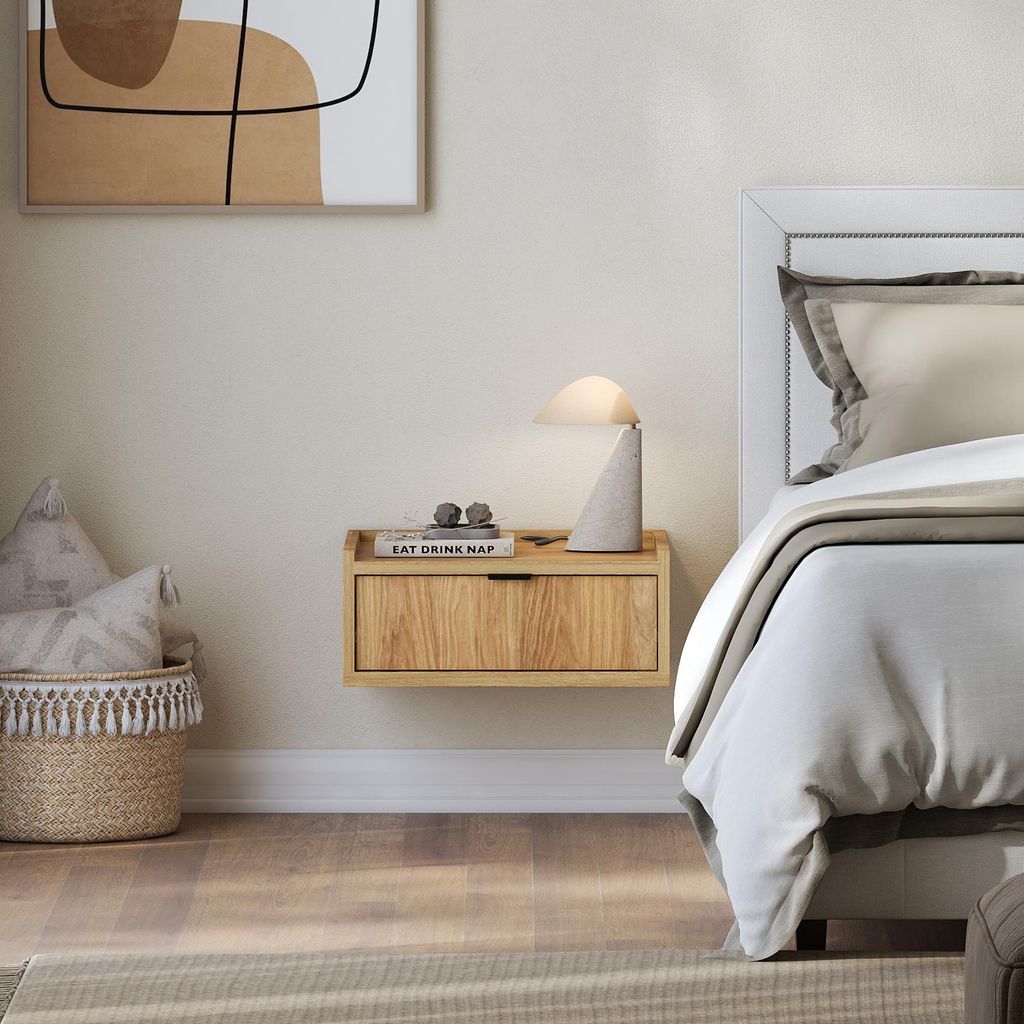 Hängender Nachttisch EVRON - mit Schublade, Farbe: Hikory Natur