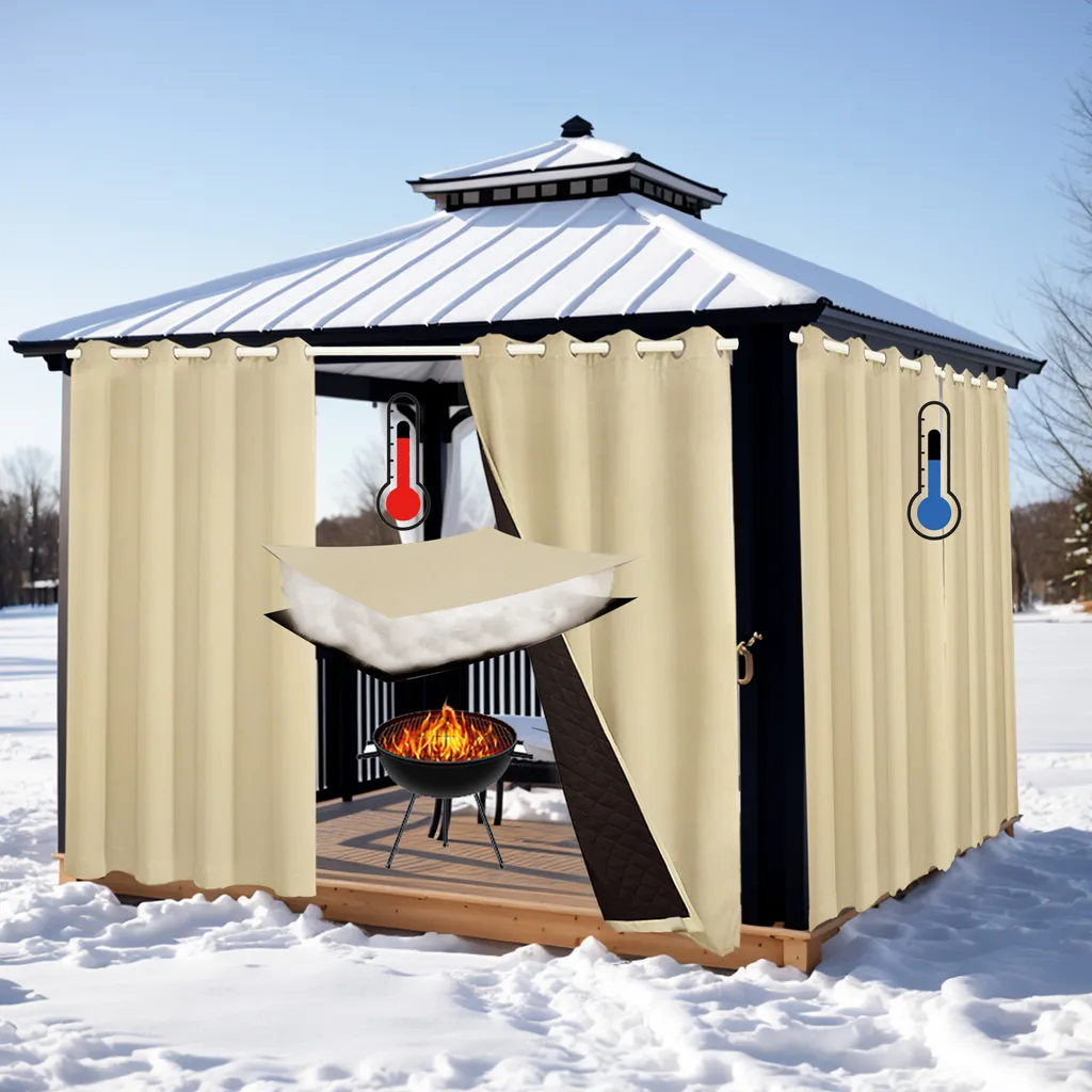 Rideau Occultant Extérieur Imperméable en Toile Épaisse pour Pergola