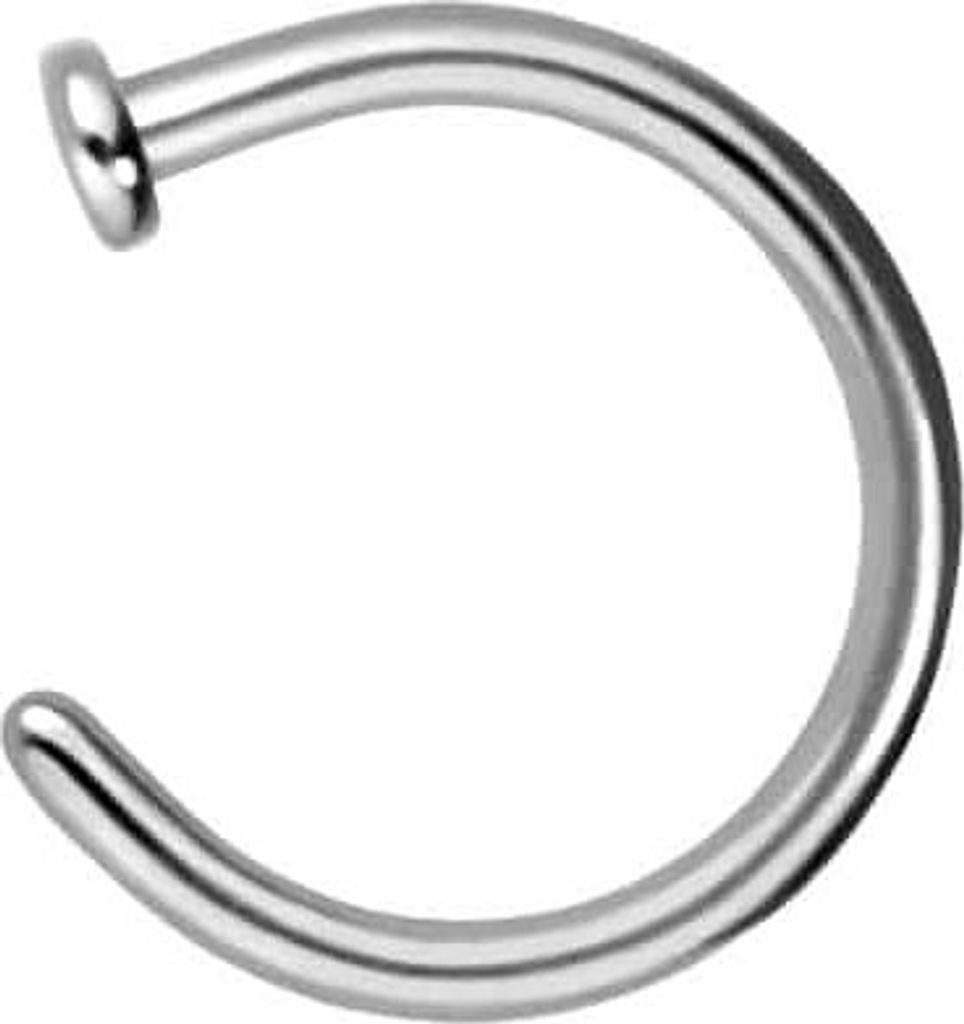 Nasenpiercing, Nasenstecker Titan Nasenring offen PLATTE Silber Innendurchmesser: 7mm + Stabstärke: 1mm