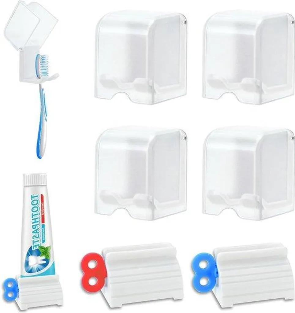 Rangement dentifrice et brosse à dents mural avec fixation sans trou