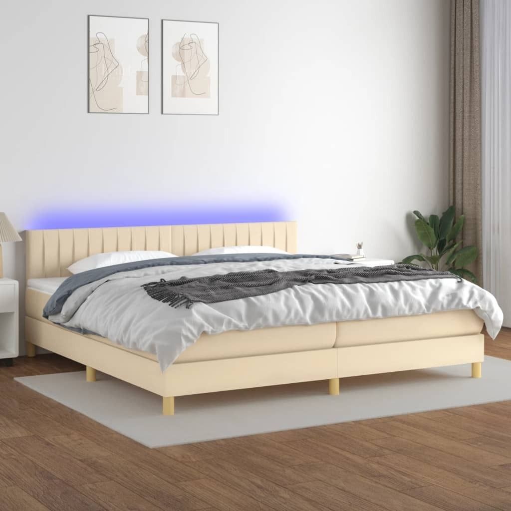 "2026 Promotion" Boxspringbett mit Matratze - & LED - Creme 200x200 cm - Stoff - Polsterbett CC7363