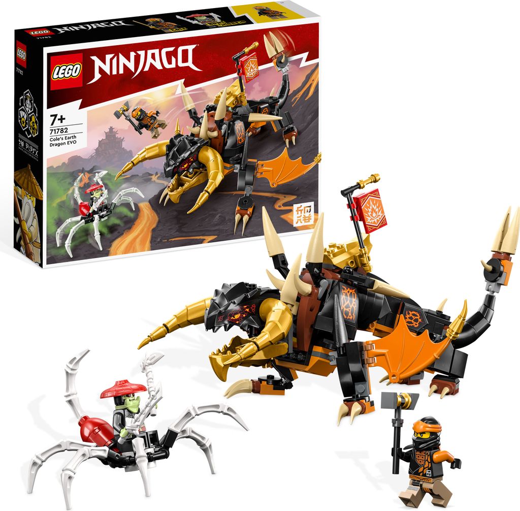 LEGO 71782 NINJAGO Coles Erddrache EVO, Spielzeug zum Sammeln mit aufrüstbarem Drachen & Skorpion-Figur sowie Minifiguren für Jungen und Mädchen