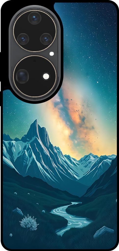 Smartphonica Telefon Fall geeignet für Huawei P50 Pro mit Sternenhimmel Impressum - TPU Backcover Fall mit Raum und Milkyway Design