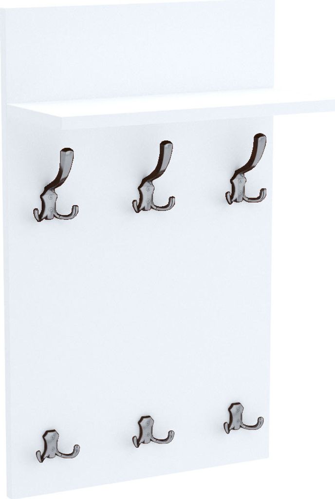 AKKE Weiss Garderobenpaneel MIDI - CHROM haken BxH: 50x90 cm