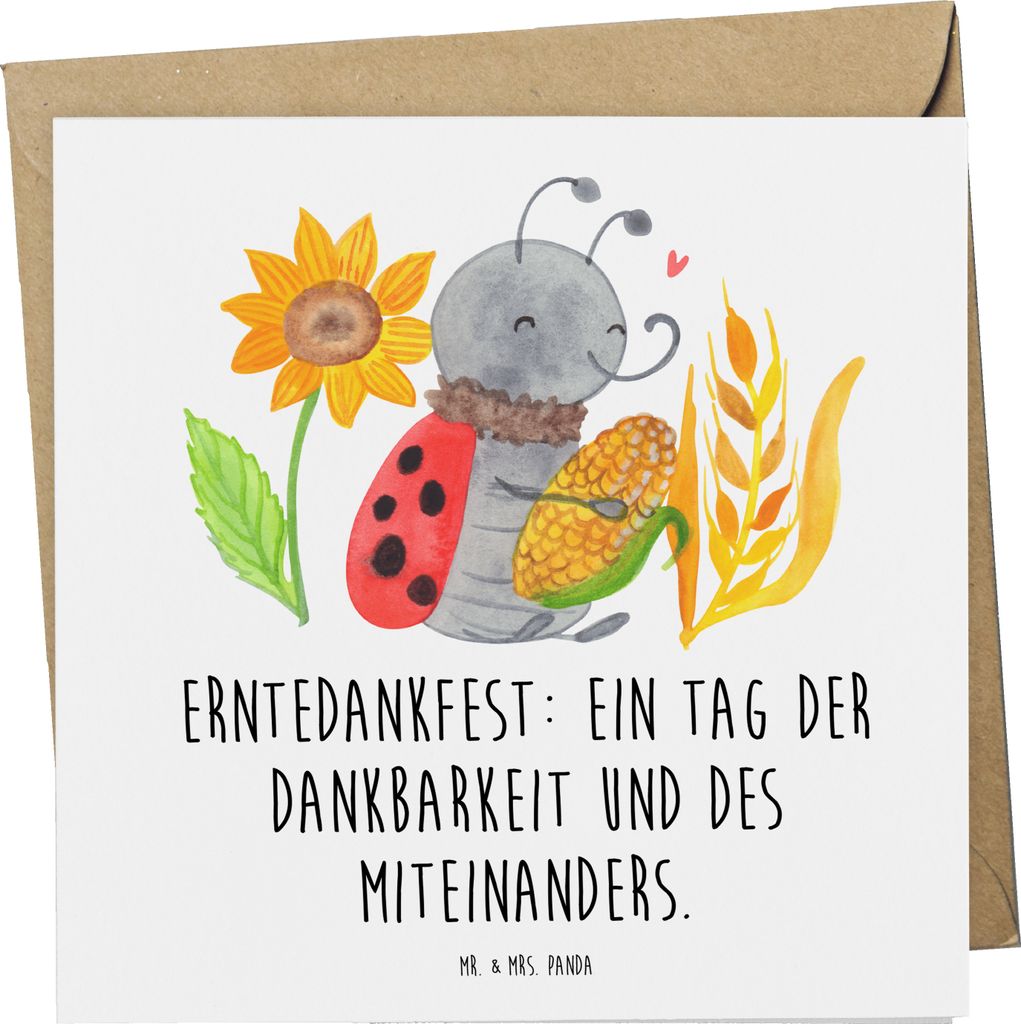 Mr. & Mrs. Panda Klappkarte Erntedankfest Dank - Weiß - Geschenk, traditionelle Speisen, Grußkarte, Dankbarkeit, doppelkarte, Tradition, Thanksgi...