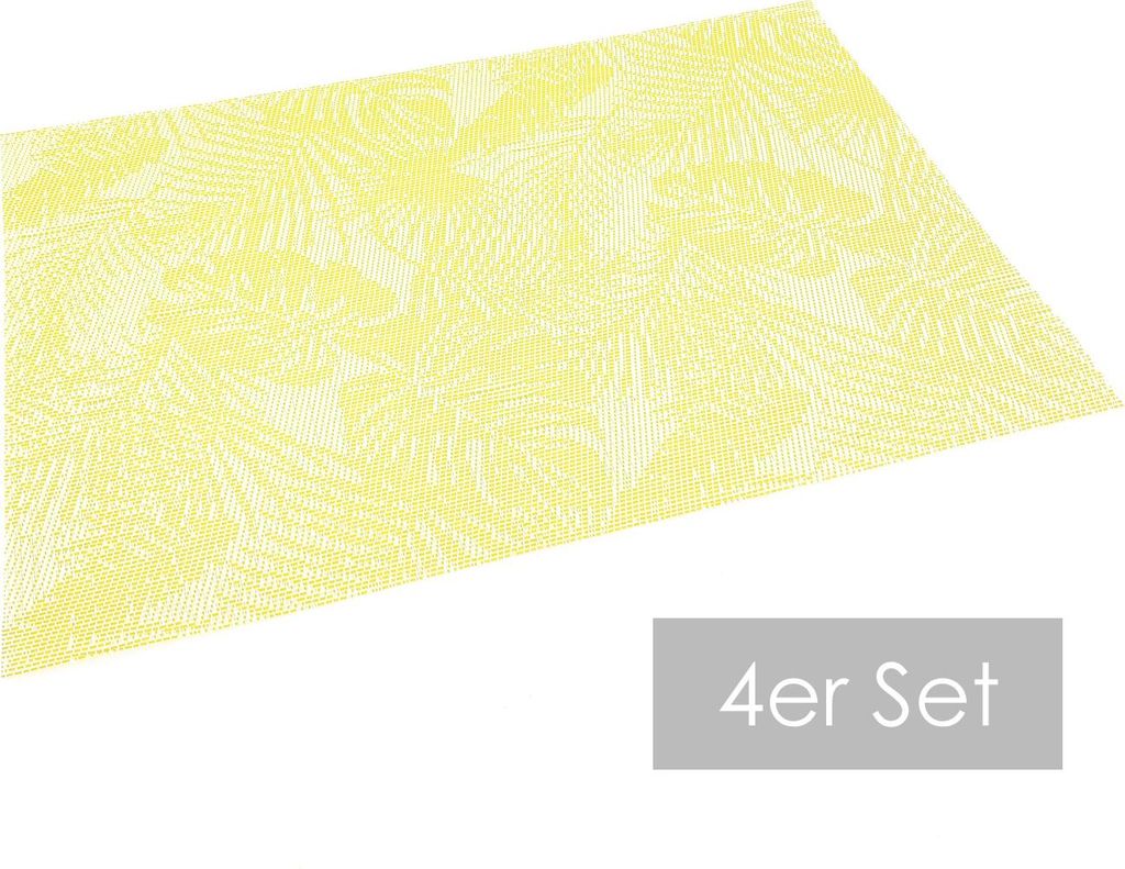 heimtexland Outdoor Platzdeckchen 4 Stück Platzset Tropical Garten Tischdeko abwaschbar wetterfest Garten Tischset 4-teilig Typ792 Gelb