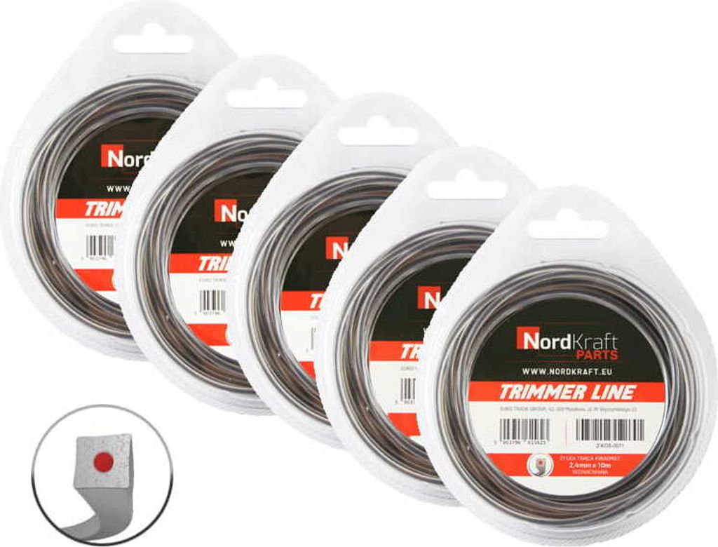 Viereckige Schneidlinie 2,4Mm/10M verstärkte Sense (Packung mit 5 Stück)