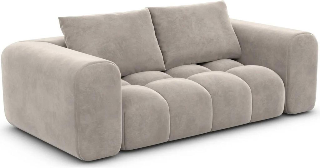 Samtstoff 2-Sitzer Couch Lavera Sand