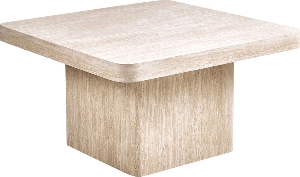 BELIANI Couchtisch Beige MDF Platte Travertin Stein Optik 80 x 80 cm Quadratisch Modernes Design Wohnzimmer