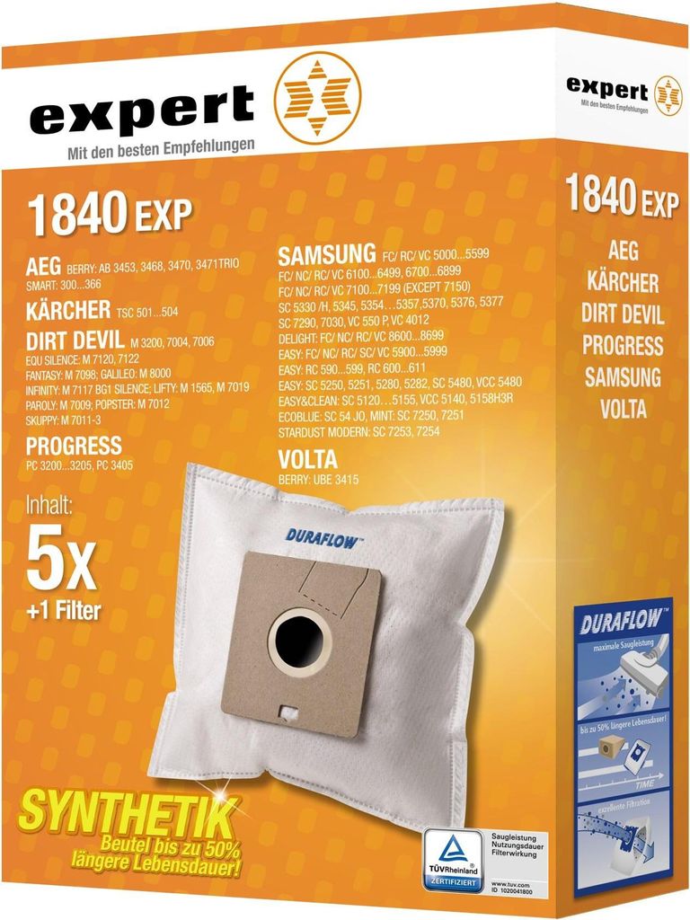 AEG 1840 EXP Staubsaugerbeutel 5 Stück - Weiß, Synthetik