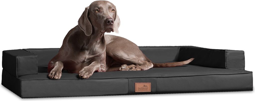 tierlando Orthopädisches Design Hundesofa GIBSON VISCO Kunstleder kubische Form - Größe: 80x60cm | Farbe: 02 Graphit