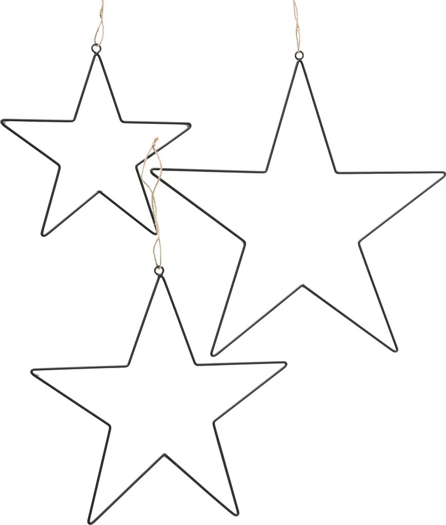 Hängende Sterne aus Eisen 3er Set - 1x 30 cm, 1x 40 cm, 1x Produktbild 