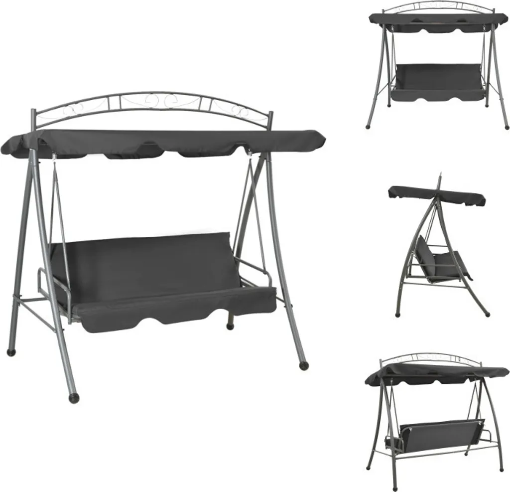Grande balancelle lit de jardin 3 places acier 198x120cm avec toit