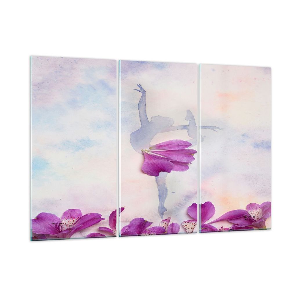 Bilder auf glas - Ballett Blumen Mädchen Eleganz - 105x70cm - Glasbilder - Wandbilder - Kunstdruck - zum Aufhängen bereit - Wanddekoration aus Gl...