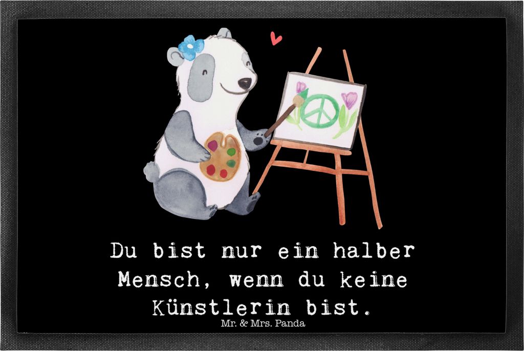 Mr. & Mrs. Panda Schmutzmatte Künstlerin Herz 40 x 60 cm - Schwarz - Geschenk, Spruch, Kunstschule, Sauberlaufmatte, bodenmatte, Witzig, Fussmatte...