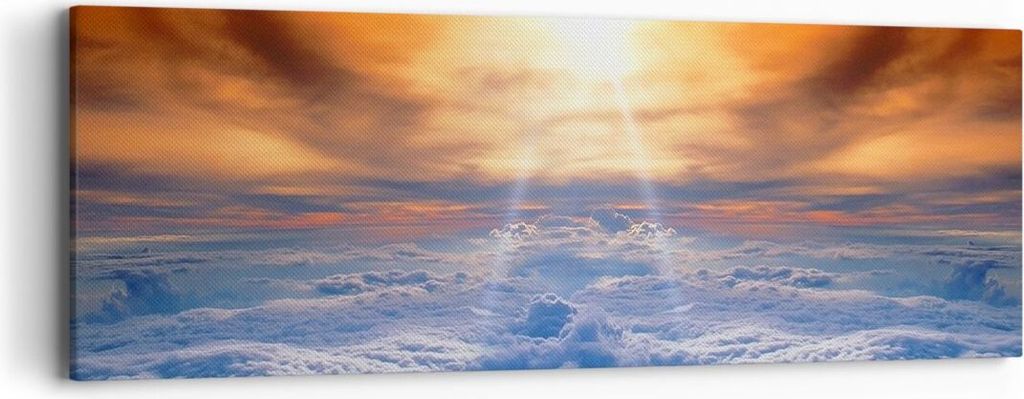 Bild auf Leinwand - Leinwandbild - Himmel Wolken Sonnenstrahlen - 90x30cm - Wand Bild - Wanddeko - Leinwanddruck - Bilder - Kunstdruck - Wanddekora...
