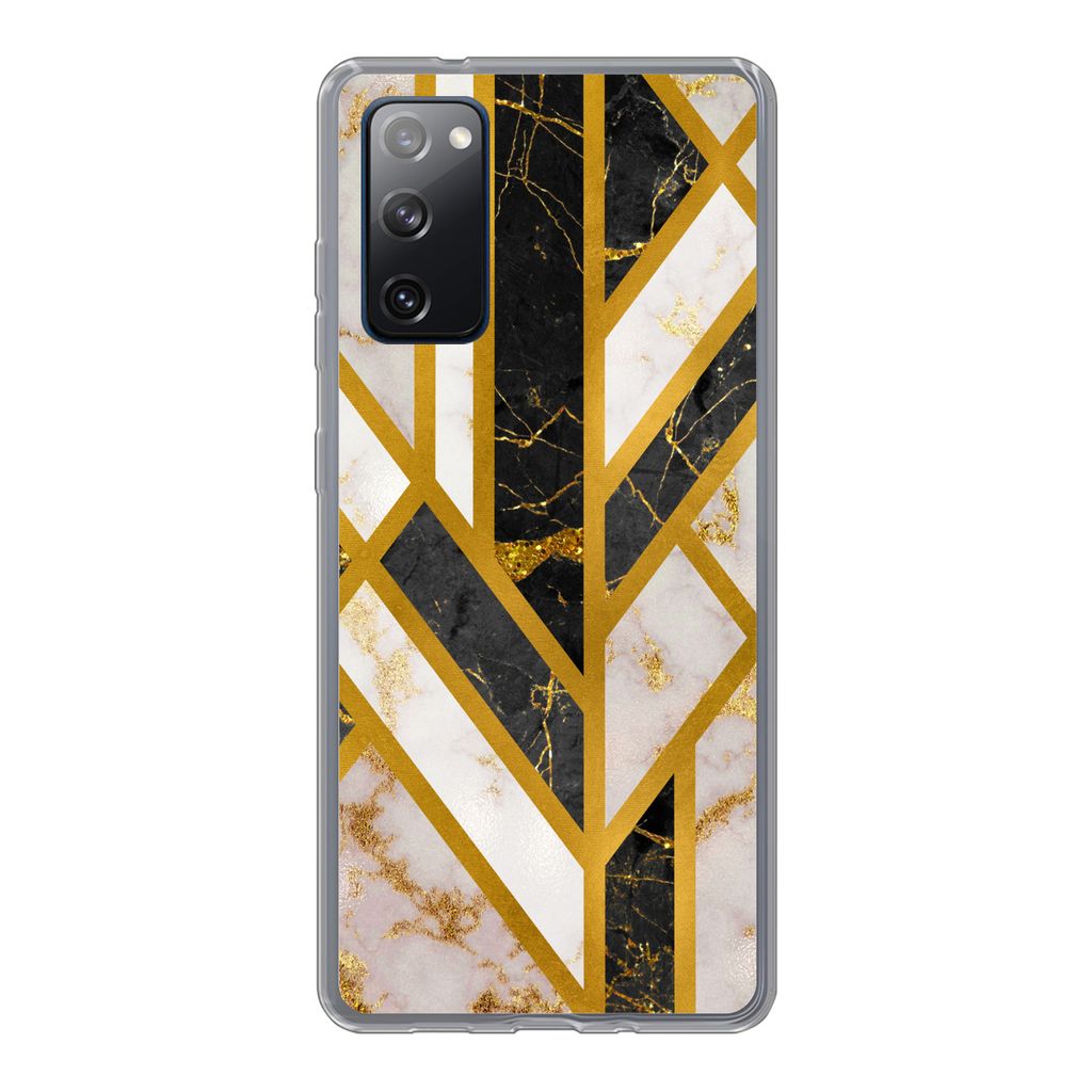 MuchoWow Handyhülle Schutzhülle Hülle für Samsung Galaxy S20 FE Marmor - Gold - Glitzer - Luxus Silikon Softcase Handy Hülle - Abdeckung