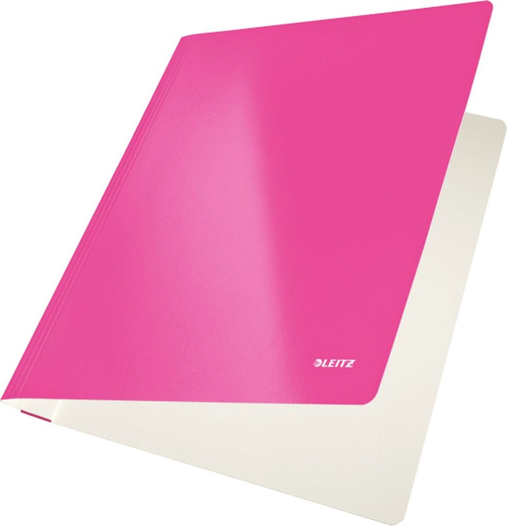 LEITZ Schnellhefter WOW, DIN A4, Karton, pink metallic aus PP-laminiertem Karton, 300 g-qm, Fassungsvermögen: