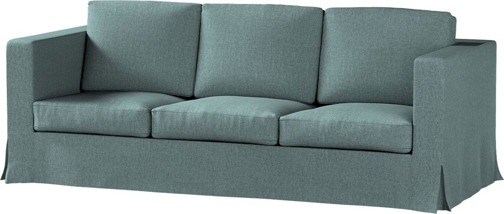 Dekoria Bezug für Karlanda 3-Sitzer Sofa nicht ausklappbar, lang, grau- blau, Bezug für Sofa Karlanda 3-lang