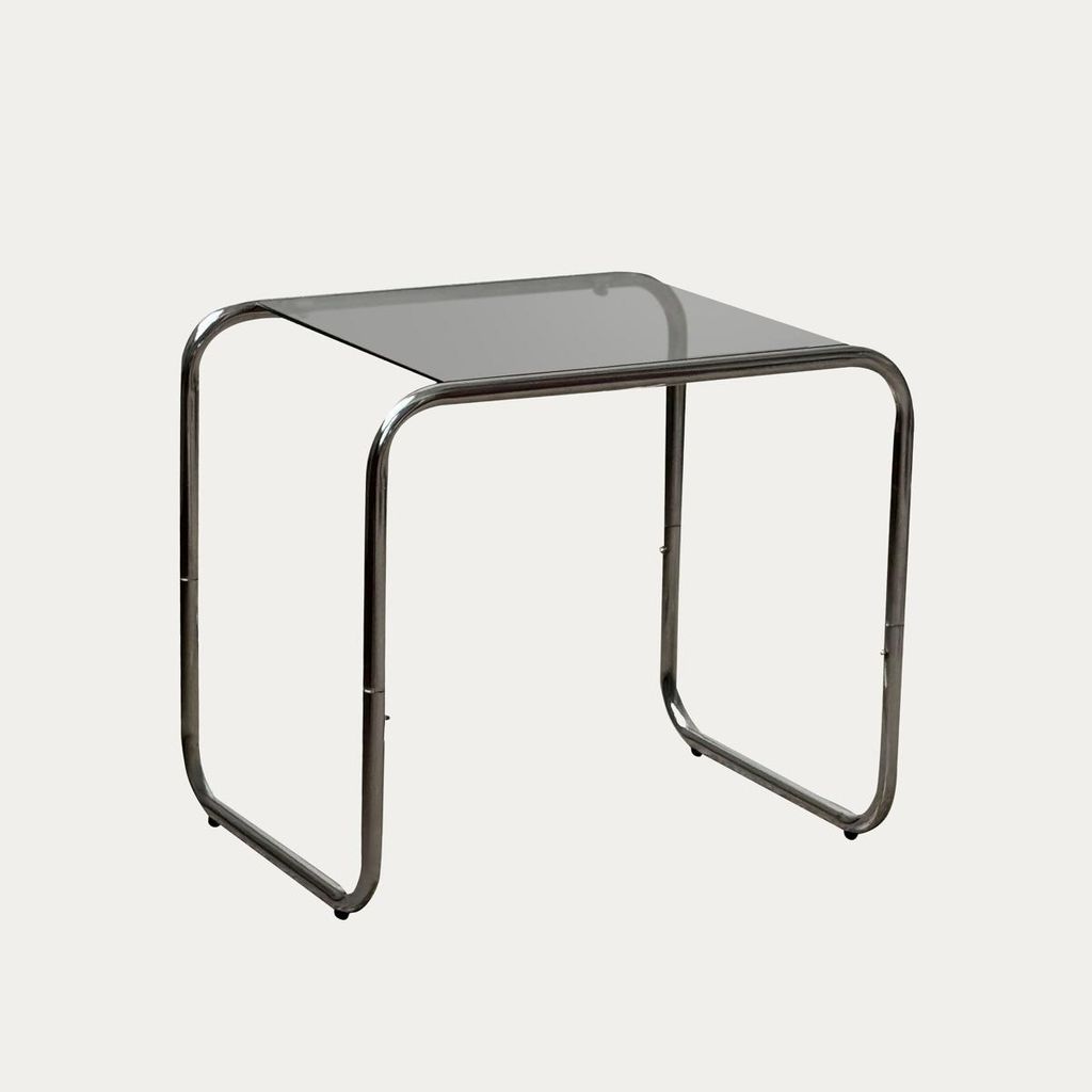HOMLA Beistelltisch VELLUTO, verchromt, Glas, grau, 50 x 40 Produktbild 