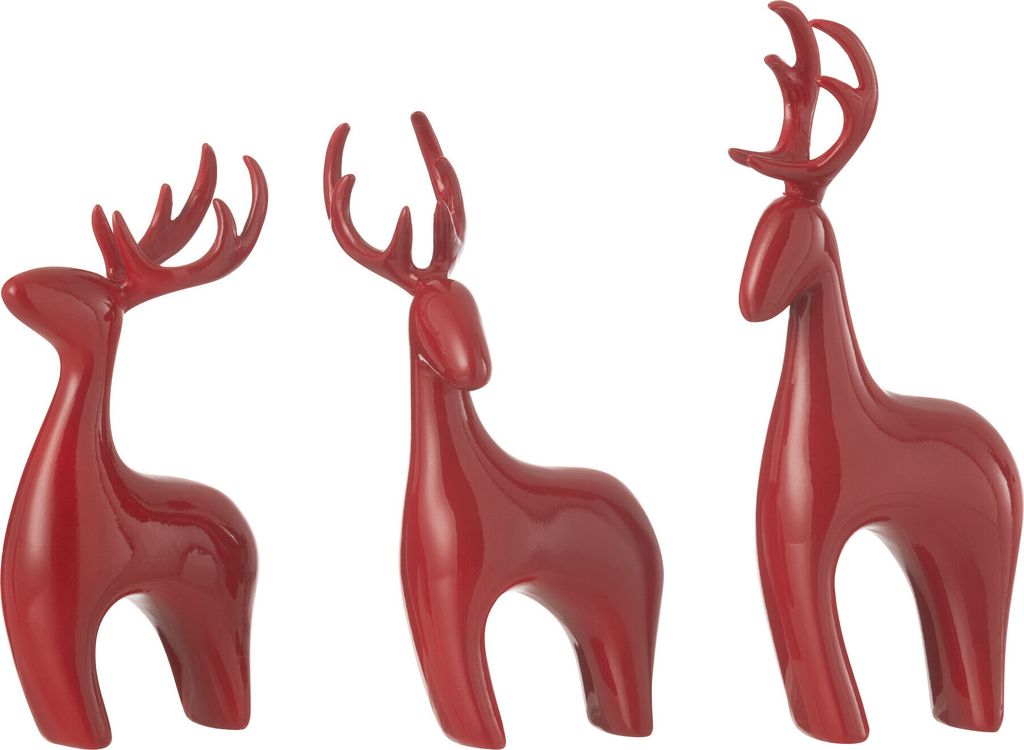 J-Line Set Von 3 Rentier Resin Elektro Rot