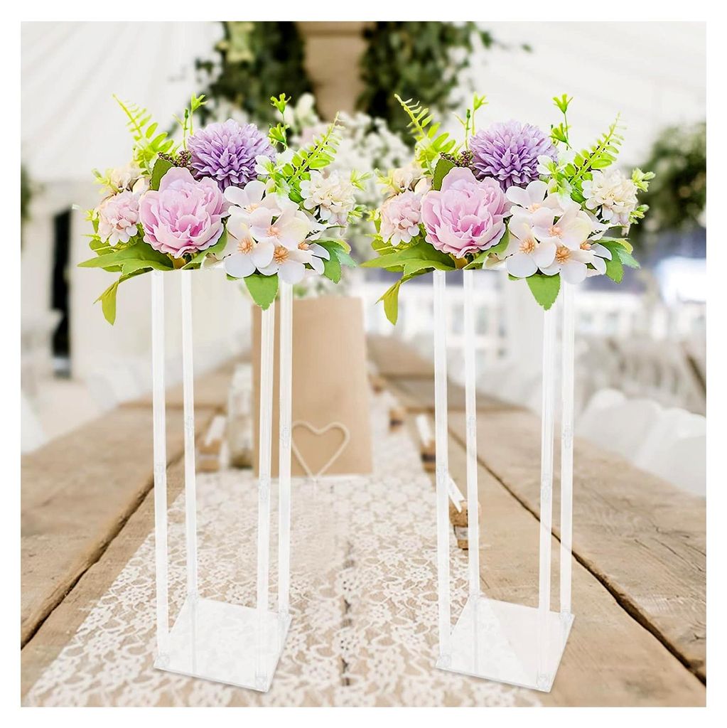 2 Stück Acryl Blumenständer Hochzeit Mittelstücke Weiß Vase Stand, geeignet für Blumensträuße, Girlanden, Blumenkugeln oder künstliche Blum...