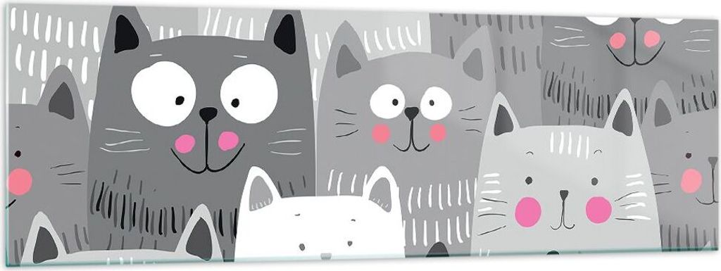Bilder auf glas - Kittys Tiere Illustration - 160x50cm - Glasbilder - Wandbilder - Kunstdruck - zum Aufhängen bereit - Wanddekoration aus Glas - G...