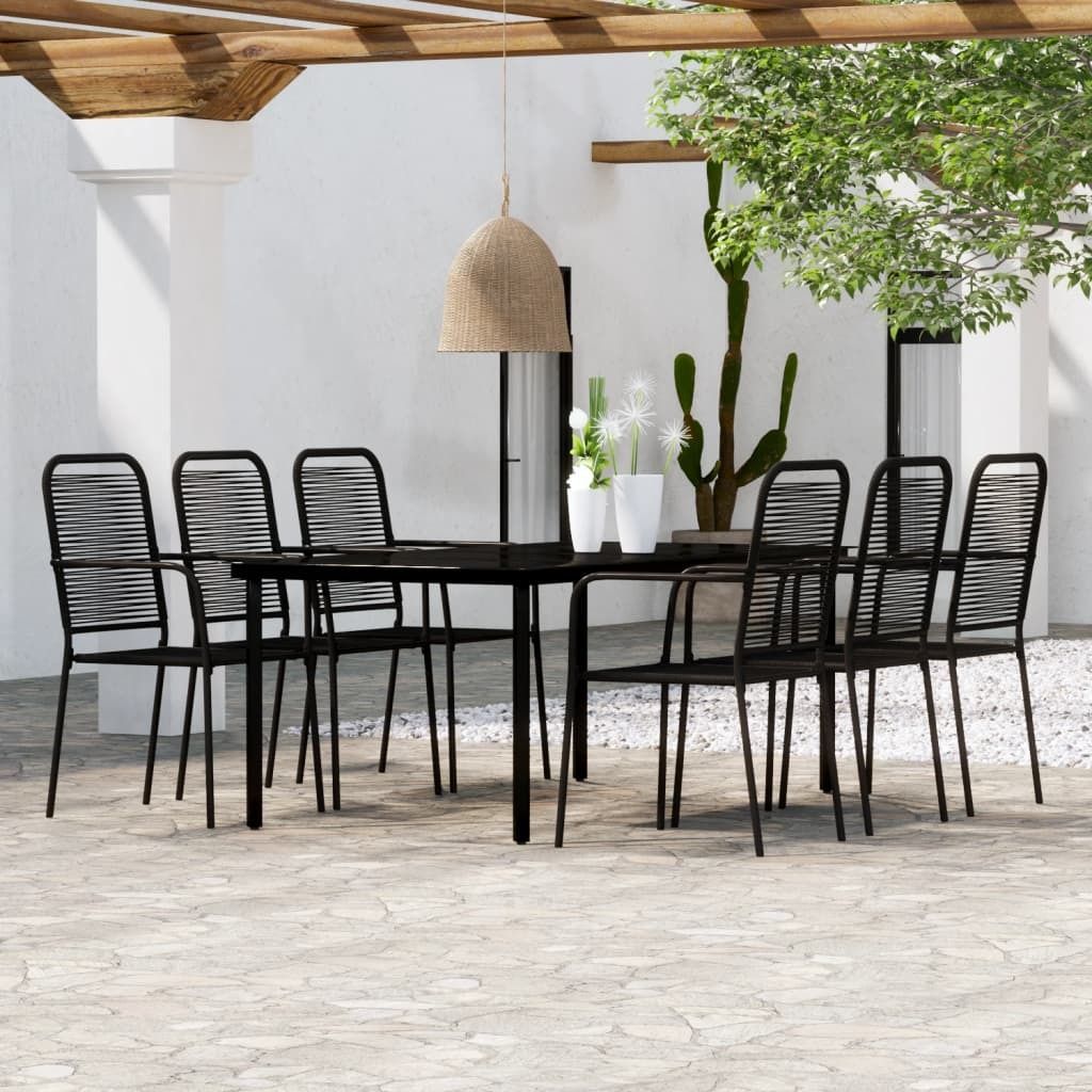 The Living Store 7-tlg. Garten-Essgruppe Schwarz