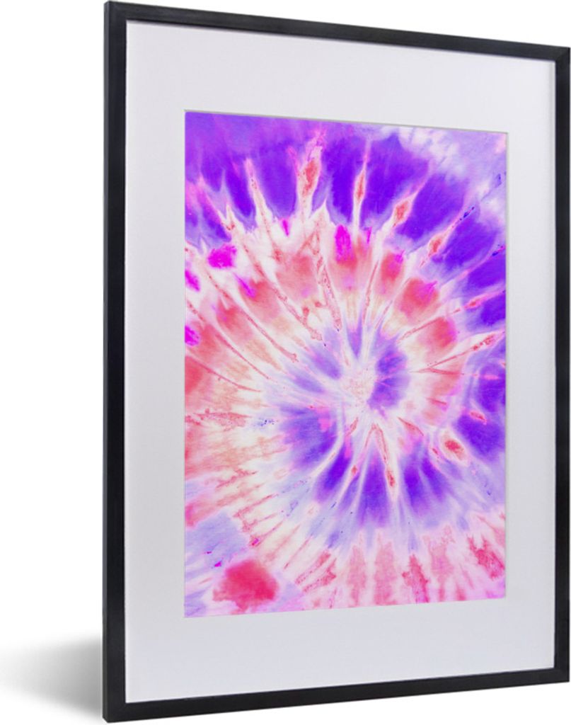 MuchoWow Gerahmtes Poster Krawattenfärbung - Lila - Rosa 30x40 cm - Poster mit Schwarzem Bilderrahmen Wandposter Rahmen Foto Bilder - Wandposter...