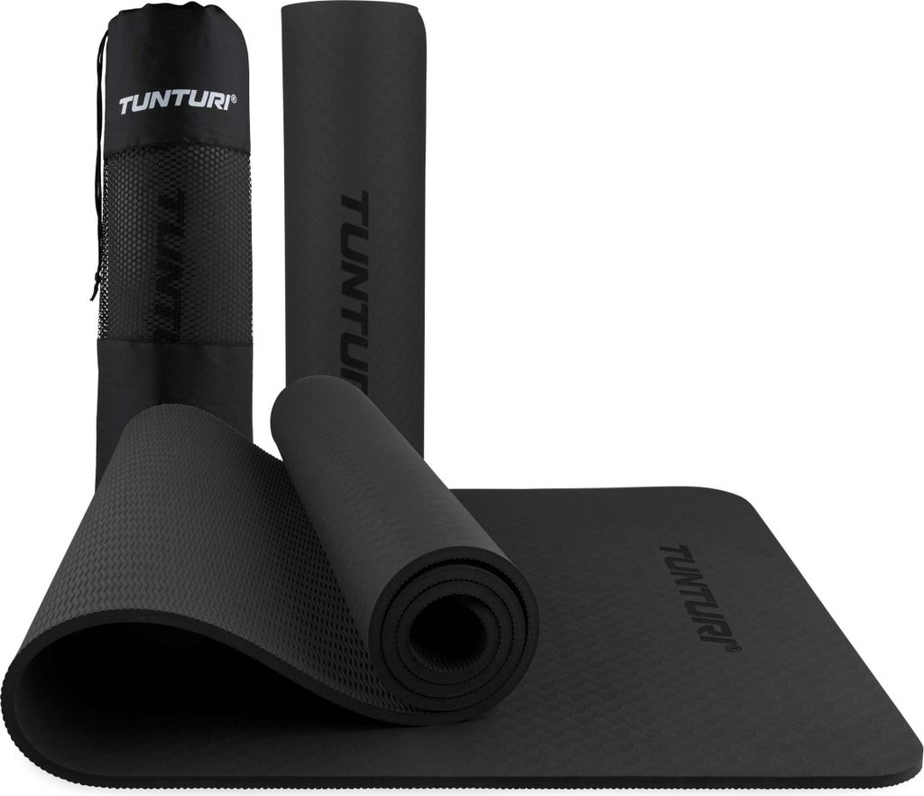 Tunturi Dicke Yogamatte 8mm - Rutschfest Gymnastikmatte - Mit Tragegurt - Für Yoga und Pilates - Sportmatte 183x61x0,8cm -Schadstofffrij - Besonde...