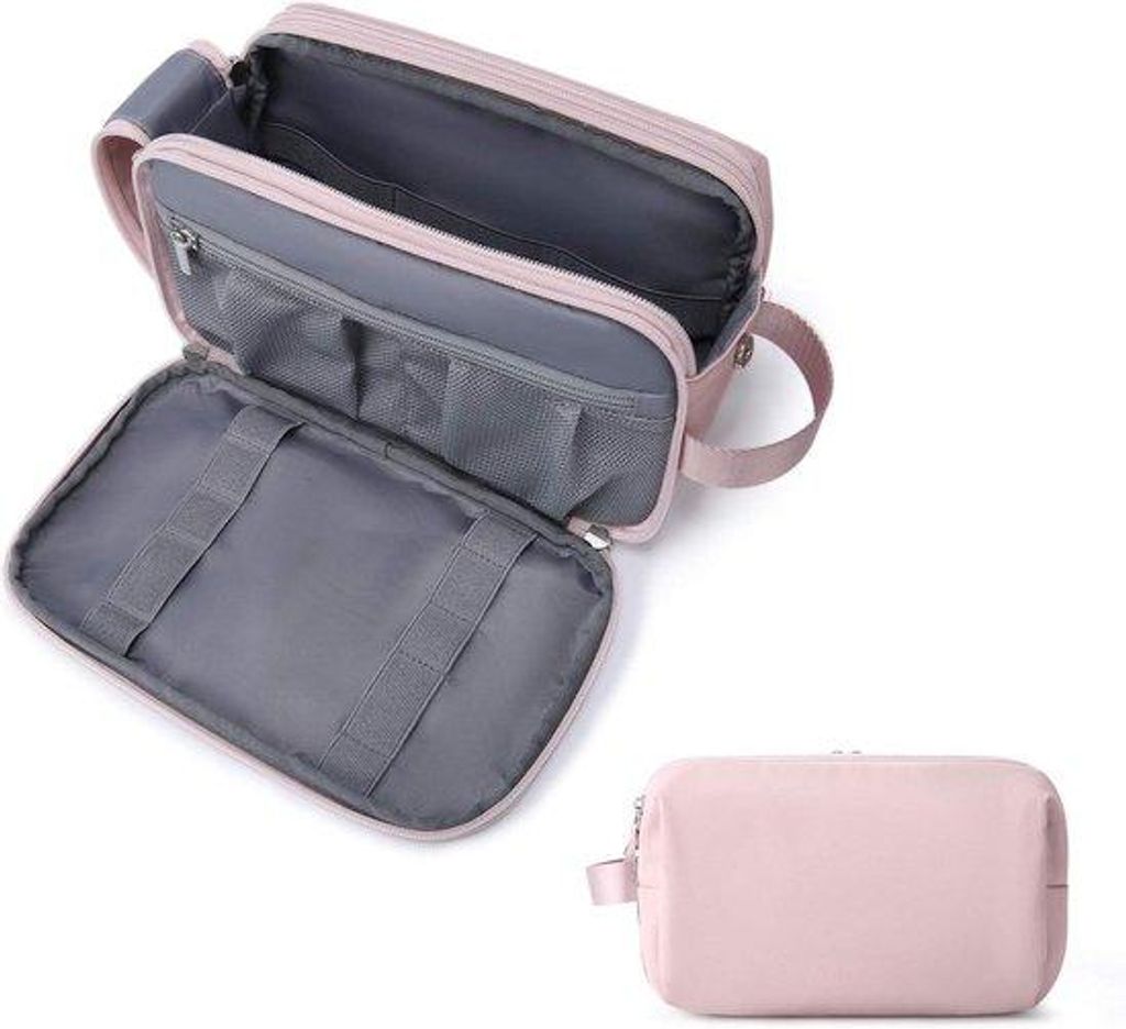 Reisgepäck für Männer, Koffer, Schminktäschchen mit Reißverschluss, großes Fassungsvermögen, Rosa