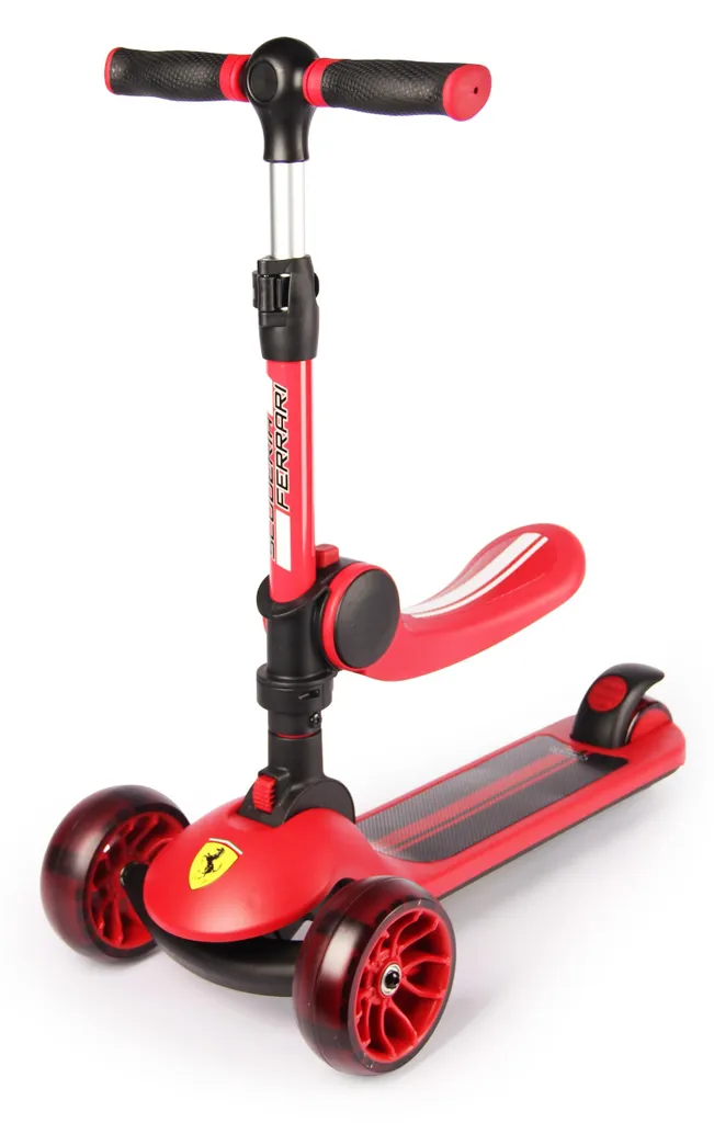 Trottinette enfant 3 roues Ferrari réglable pour garçons et filles