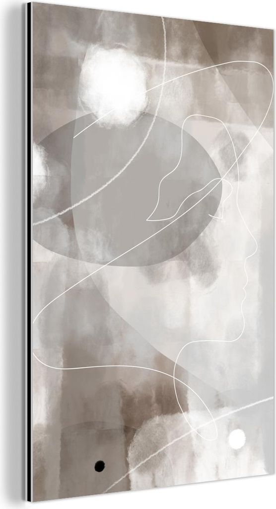 MuchoWow Wanddekoration Metall Metallbild Wandkunst 20x30 cm Farbe - Grau - Strichzeichnung - Abstrakt MuchoWow Aluminium Gemälde - Alu Dibond Bild