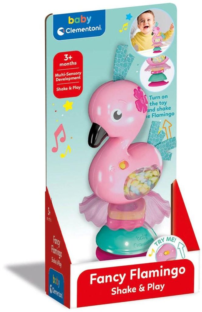 Clementoni Baby Shake and Play Flamingo mit Sound und Produktbild 